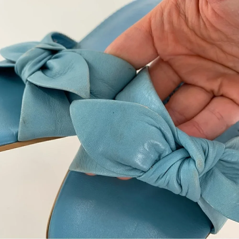 Franco sarto womens heels size 7 blue leather vintage y2k 90s bow